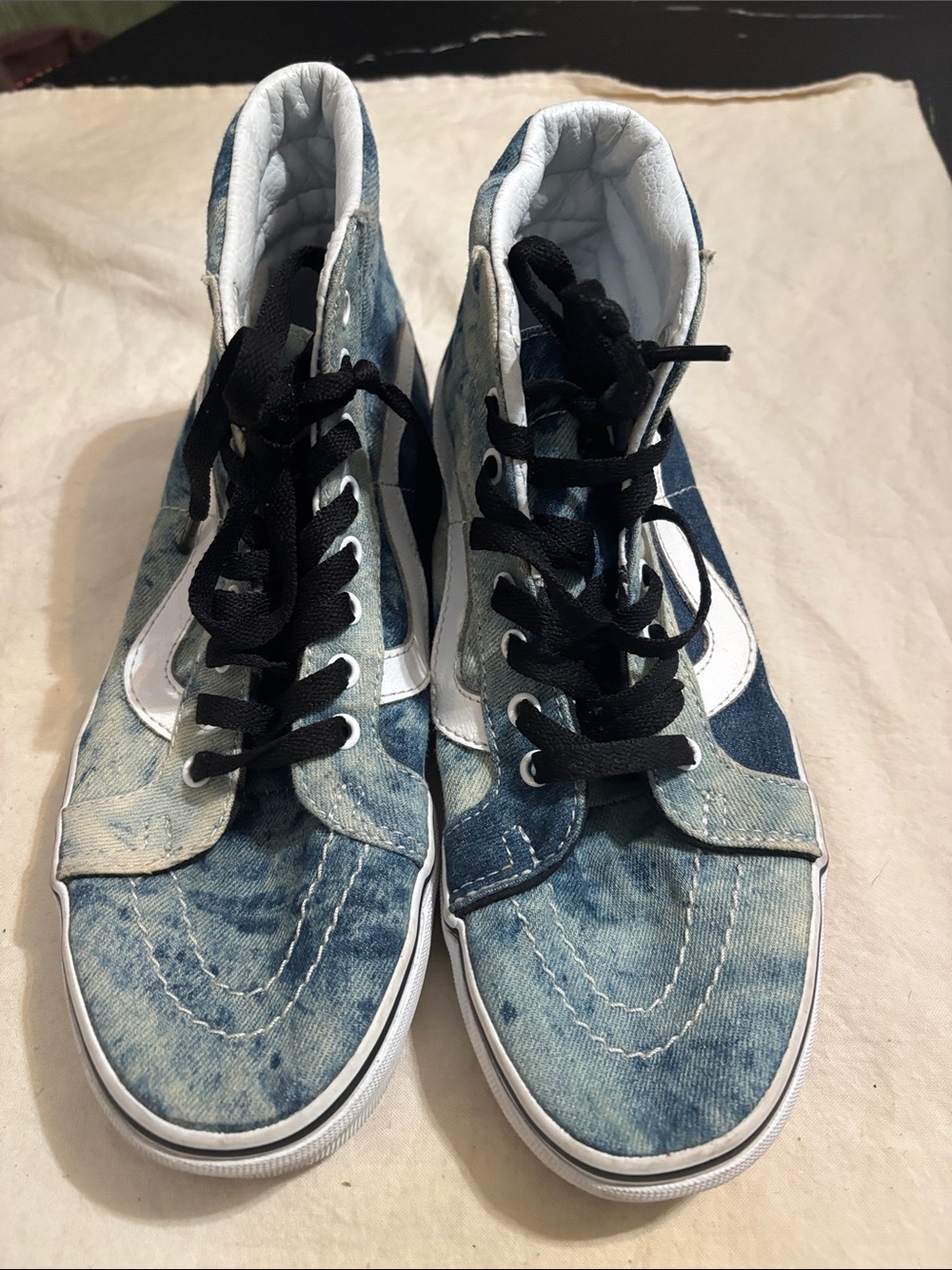 Vans Denim High-Top Sneakers in Blue and White